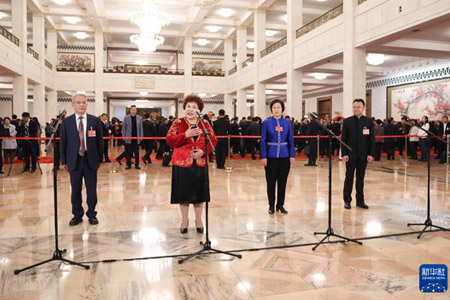 全国政协十四届三次会议第二场“委员通道”集体采访活动